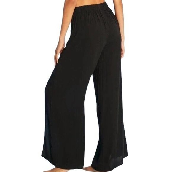 NEW Kona Sol Swim Cover Up Pants Tie Front Side Split Black Size Medium 8 - 10 - Picture 2 of 8